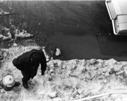 man walking in winter